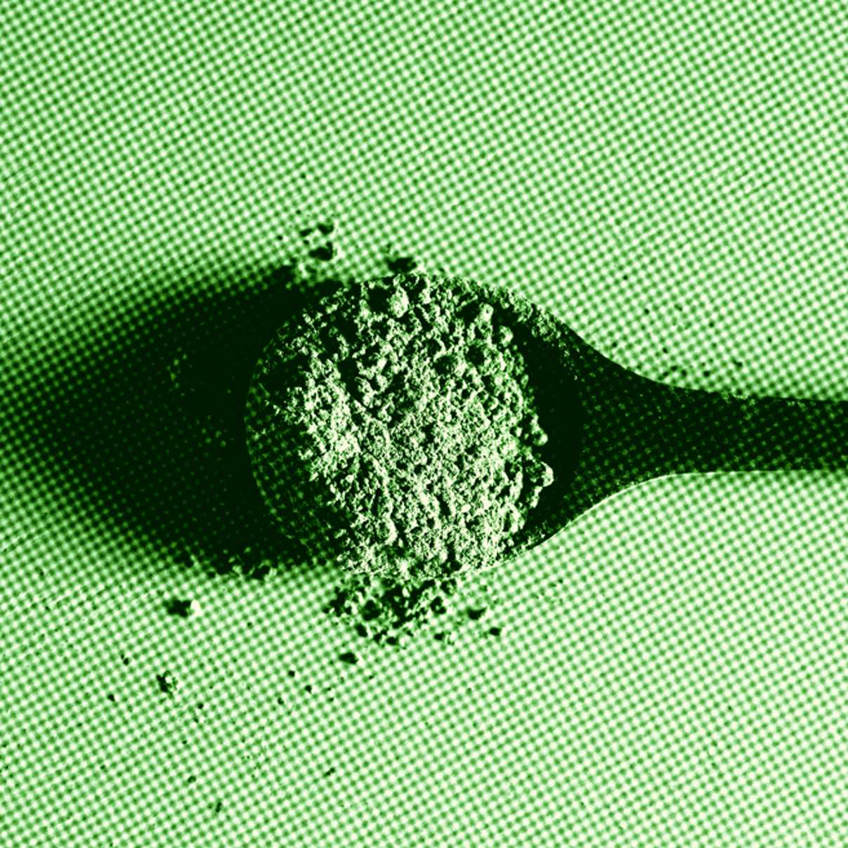 colher contendo suplemento de base vegetal