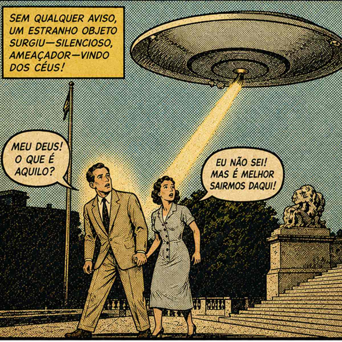 Quadrinho inspirado no filme "Earth vs Flying Saucers"