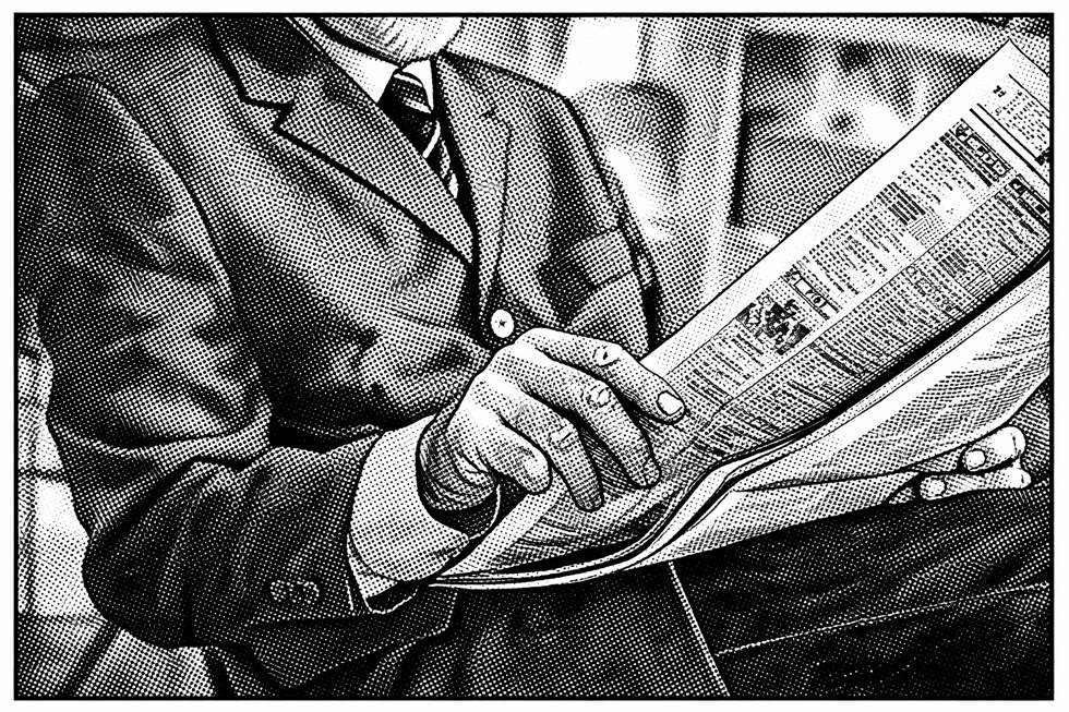 homem lendo jornal