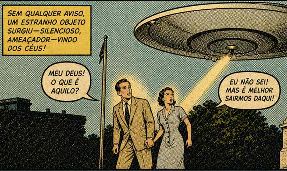 Quadrinho inspirado no filme "Earth vs Flying Saucers"